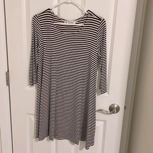 Fighting Eel beige and navy stripe dress